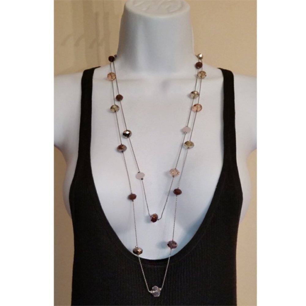 ALI Khan long colorful crystals look station chain necklace.